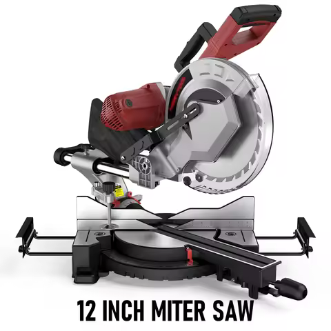 12-Inch Sliding Compound Miter Saw Dual-Bevel Cutting Machine, 3800RPM, 0-45°, 15 Amp, 36T Blade Pre