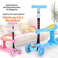 SyokSyok Kids Scooter 2 in 1 Sit and Stand 3 Wheel Balance Scooter Adjustable Handle Foldable