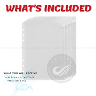 A5 ZIP ENVELOPES (5 PCS) Pockets Binder Zipper Folders for 6-Ring Notebook Binder