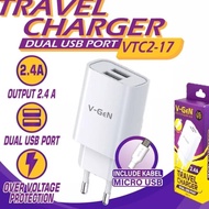 Uj-53 Rwet-23 Vgen Travel Adapter Charger Vtc2-17 5V 2.4A Dual Port Usb