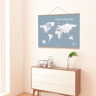 世界地圖-專屬訂製世界實木框海報-月白灰(客製化禮物 生日禮物