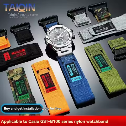 Modified Canvas Wristband strap For Casio G-SHOCK GST-S130 GST-S110/S120/W130L GST-210/B100/W300 Nyl