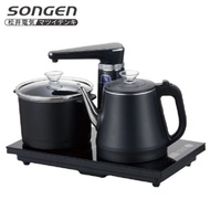 【日本 SONGEN 松井】 雙享泡自動補水品茗泡茶機/快煮壺/電水壺/茶具組 SG-1372 加贈PC食品級淨水桶