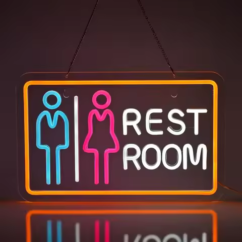 REST ROOM Dimmable LED Neon Sign USB Wall Light for Restaurant Bar Hotel B&B Public Toilet Decor Caf