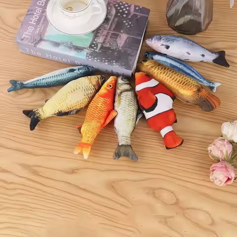 D 1Pcs/2Pcs Catnip Fish Cat Toys Soft Linen Bite-Resistant Plush Fish Interactive Chew Toys for Indo