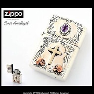 銀革手作 日本 good vibrations 925 純銀 紫水晶 十字架 Zippo 打火機
