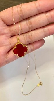 PAWNABLE ON SALE 18K Saudi Gold  Fine Tauco Chain Necklace with 18K Clover Pendant(HOLLOW PENDANT/20mm)✨