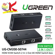 UGREEN HDMI KVM SWITCH 2 IN 1 OUT 4K HDMI SWITCH BOX SWITCHER WITH 4 EXTENDED USB PORT (UG-CM200-507