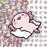 Cute Axolotl PET Stickers, Kawaii Pink Salamander Decals for DIY Journaling & Stationery