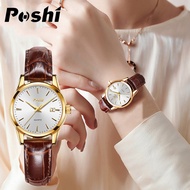 Jam tangan perempuan waterproof POSHI Original Luxury Brand Luminous Leather Strap Ladies Wrist Watch Fashion Korean watch for women