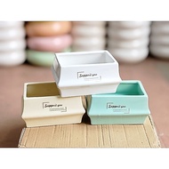 High quality rectangular ceramic pot with glossy enamel mouth 11x16cm, height 9cm