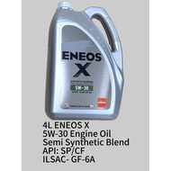 ENEOS X 5W30 4 LITER ECOTOURING SEMI SYNTHETIC BLEND ENGINE OIL.API:SN. API: SP /CF 4L 5W-30