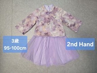 $40 3歲95-100cm女童紫色小鳳仙旗袍紗裙兩件套裝