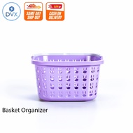 DVX Small Plastic Basket with Handle for Clothespins Laundry Pegs and Small Items Home Organizer