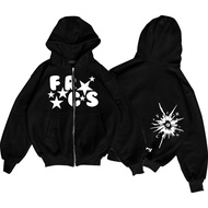 Kaos Boxy Jaket Sweater  PREFACE Hitam Double Zipper High Quality Street Wear Aesthetic Unisex Premi