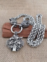 Vòng cổ mặt dây chuyền hình đầu Bắc Âu, Vòng cổ hình chiếc rìu chiến Odin hình con quạ cổ điển, Vòng