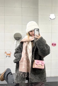 全新正品 LOUIS VUITTON LV Essential Scarf Pink 粉白色雙面羊毛頸巾圍巾 M77854
