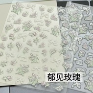 Fengyujian Rose Embossed 3d Three-Dimensional Manicure Sticker Waterproof Fresh Pure Desire Less Bac