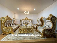 Sofa Ruang Tamu Mewah Jati Elegan 1 Set Kursi Tamu Jati Modern Ukir Jepara Model 2024 Sultan Raja