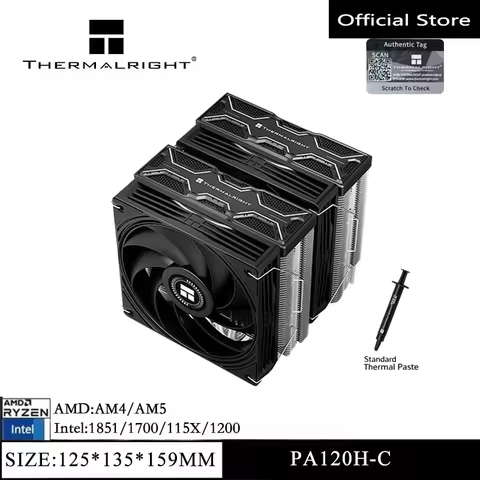 Thermalright PA120H‑C BLACK Dual‑Tower CPU Cooler 6 AGHP5.0 Heat Pipe 2400RPM 85.35CFM PWM Fan TF7 T