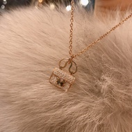 22 New Hermes Necklace Ladies 18K Rose Gold Lock H Letter Pendant Diamond-Studded Clavicle Chain Gen