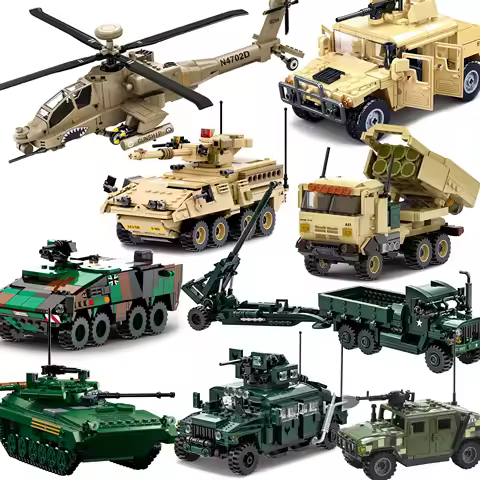 Military Hummer AH64 Stryker Armored Tank Car US Army Modern War Soldier Weapons Model Building Bloc