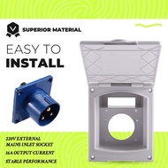 16A 220V Waterproof Power Outlet External 3Pin Flush Female Socket Plug for RV Motorhome Trailer Car