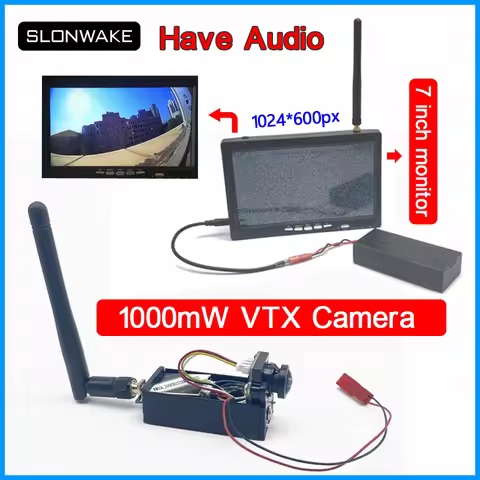 Long Range 5.8G 48CH 7 Inch HD IPS 1024*600 FPV Monitor and 1000mW adjustable VTX Transmitter camera