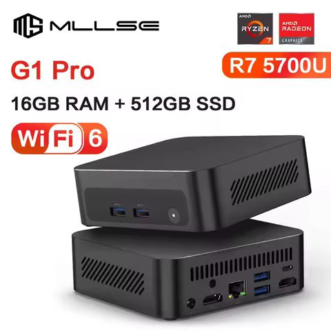 MLLSE G1 Pro Mini PC AMD Ryzen 7 5700U 16 GB RAM 512 GB ROM Windows 11 Pro WiFi 6