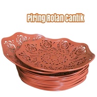 Beautiful Rattan Plate with Floral Motif, 12 pcs