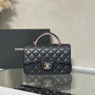 CHANEL 23P Handle Mini CF20 - 黑拚粉金