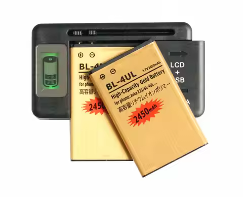 Ciszean 2x 2450mAh BL-4UL Gold Replacement Battery + LCD Charger For Nokia 3310 220 Lumia 225 230 33