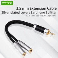 YYTCG 3.5mm To Dual Y Plug Audio Headset Jack Splitter Share Cable Adapter Golden Connector Earpiece