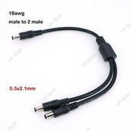DC 1 male to 2 male 5.5*2.1mm Connector 3 way DC male Power Splitter Cable Power Supply Adapter Exte