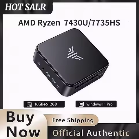 Mini PC with AMD Ryzen 7430U/7735HS 32GB DDR4 512GB SSD AMD Mini PC computer Gaming PC Support 4K HD