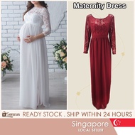 [SG] Lace Maternity Dress Fashion Pregnant Women's Dress Maternity Gown Pregnancy Dress