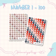 Number Stickers 1-100 Sticker/s number 1 to 100 Cute aesthetic number 1 to 100 sticker/s