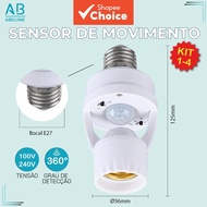 E27 Motion Sensor Light Socket 3-Pack– PIR Detector 110-220V 60W Max for Automatic Bulb Control Home