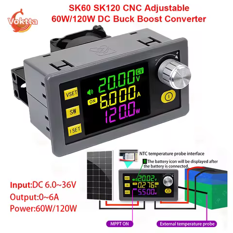 SK60 SK120 CNC Adjustable DC Voltage Regulator DC 6-36V Buck Boost Converter 60W/120W Regulated Sola