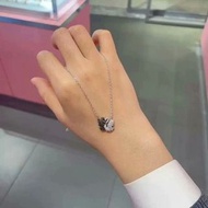 高級滿鑽施華洛世奇雙色雙天鵝項鍊 | Swarovski Iconic Swan Double Pendant Necklace|