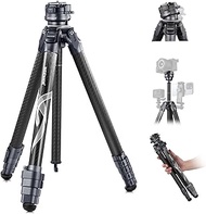 NEEWER 62" Travel Tripod Carbon Fiber with ±15° Leveling 360° Panorama Head, Detachable Center Axis, Fast Flip Buckle, Arca QR Tripod Plate Compatible with Peak Design Capture V3, Max Load 22lb, TP62