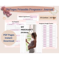 My Pregnancy Journal - Printable 59 Pages | Instant PDF Download + Free Pregnancy Principles eBook