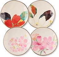 Mino Ware Soy Sauce Dishes, Hana Kaori 4 Types of Flowers, Small Ceramic Plates Set of 4-3.5 inch 4a