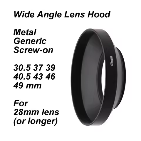 Metal Wide Angle Lens Hood Generic Screw-on Black with Filter Thread 30.5 37 39 40.5 43 46 49 mm for