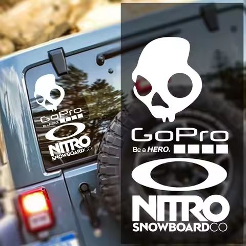 Cool Extreme Style White Skull With GoPro Be a HERO Lettering Waterproof Vinyl Sticker Car Snowboard