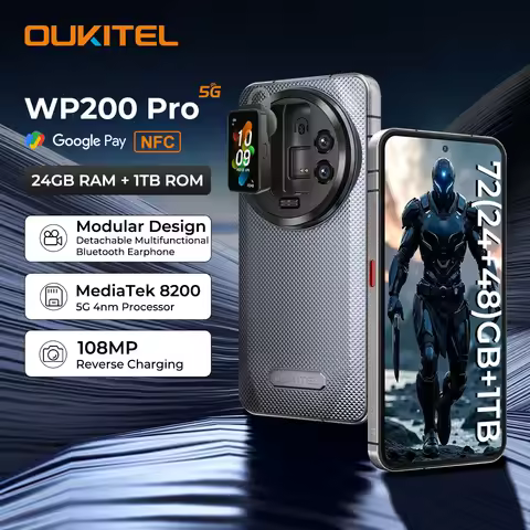 Oukitel WP200 Pro 5G Modular Rugged Phone Detachable Earphone watch 72GB+1TB MTK8200 Smartphone 108M