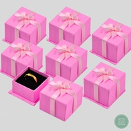Pink Bow Paper Box For Jewelry Rings Earrings Can Be Given As A Special Occasion Gift 4x4x3 cm.