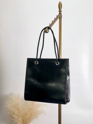 【 日本直送 名牌中古包 】Cartier 卡地亞 手提包 黑色 豹紋 皮革 vintage 古董 amhwat