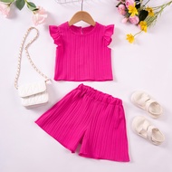 Girl's 2 Piece Set Kids Ruffle T-Shirt + Fashion Shorts Set Soft Fashion New Children's Clothing