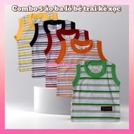 Combo 5 áo ba lỗ bé trai chất vải 100% Cotton mềm mịn thấm hút mồ hôi cho bé Trai 3-20kg - áo thun